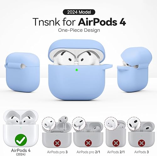 Miniatura 141 de Funda para AirPods 4, color rosa con kit de limpieza, funda de silicona suave para Airpod 4, compatible con Apple Airpods de 4ª generación 2024,