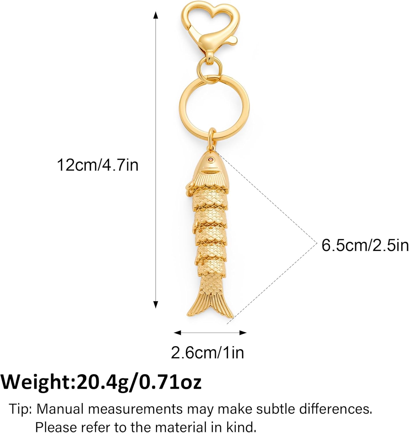 Gold Fish Keychain for Women Bag Charm for Handbags Swingable Fish Keychain Charms Purse Dainty Jewelry Gift - Image 5
