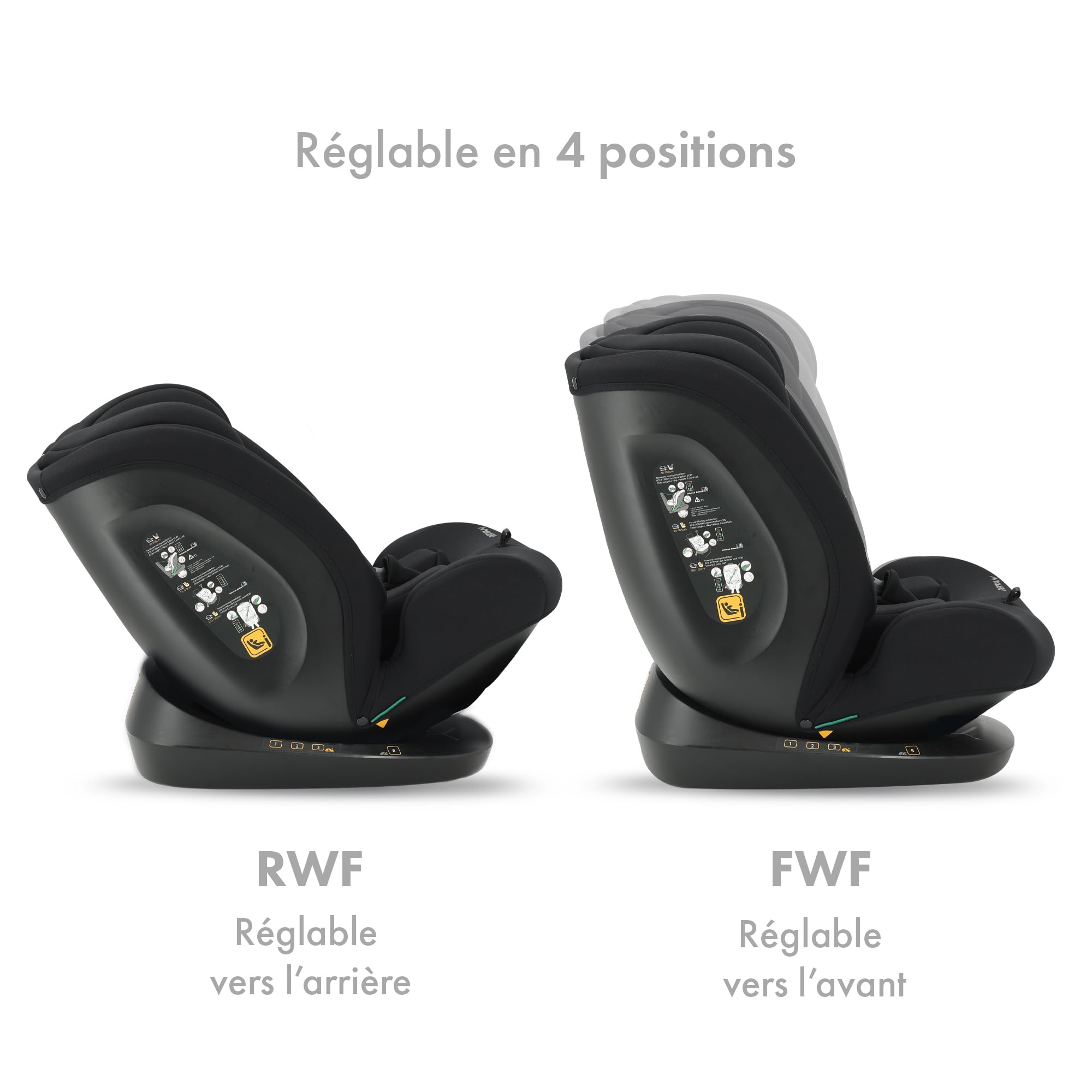 Deryan Clyde Siège auto bébé, I-SIZE 40-150 cm, 0 à 36 kg évolutif, dès la naissance et jusqu'à 12 ans environ, Groupe 0/+/1/2/3, RWF, FWF, Protections latérales (Noir)