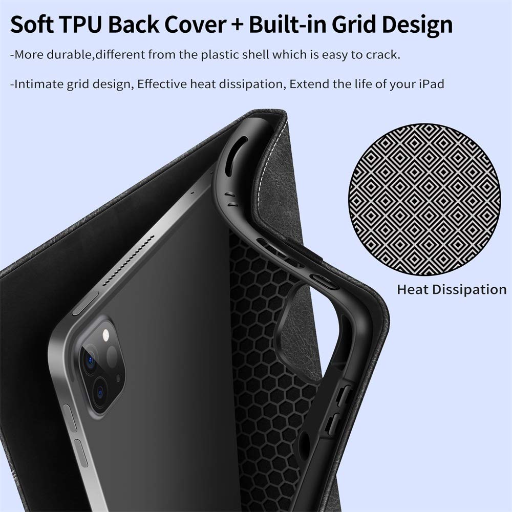 World biz Custodia in pelle per iPad Pro 12,9 pollici 2017/2015 (vecchio modello, 1a e 2a generazione), custodia in pelle premium multi-angolo visualizzazione stand cover con portapenne e slot per