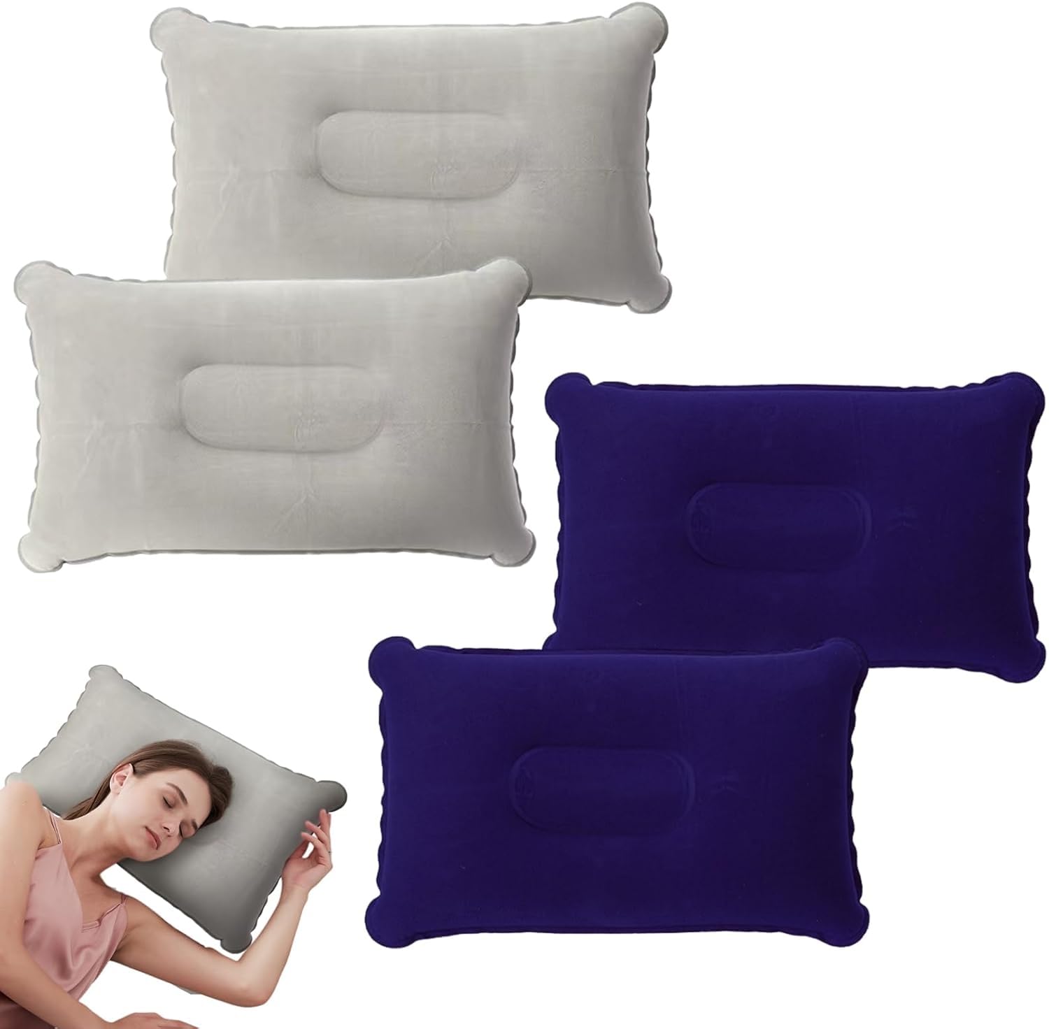 GUOYOU 4 PCS Inflatable Pillows for Camping 34 * 22cm Ultralight Compact Blow Up Pillows