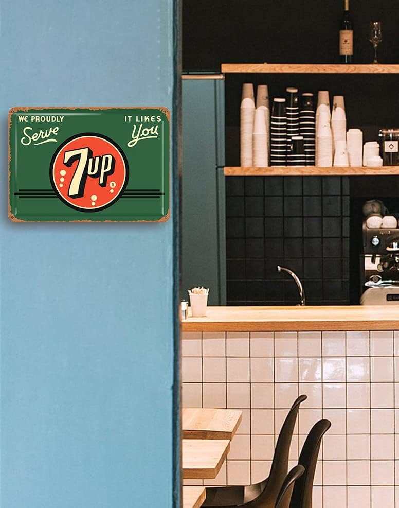 Miniatura 3 de Old 7up Sign 6 - Cartel de metal retro para el hogar, cocina, bar, cafetería, 12 x 8 pulgadas