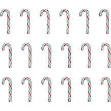 SOWAKA 20 Pcs Christmas Candy Cane Small Polymer Clay Fake Candy Canes 2.8 x 1.1 cm Decoration for Tree Hanging DIY Decor Supplies Embellishment Parties Decor Green