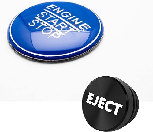 Xotic Tech Set Arranque del motor de aleación de aluminio azul + cubierta de botón de expulsión del encendedor de cigarrillos negro, marco de panel