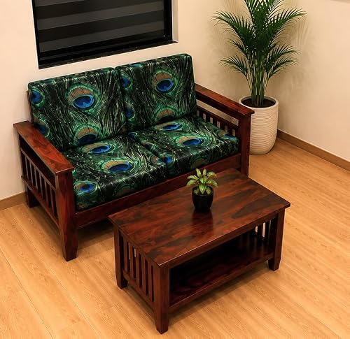 ohello® Stretchable/Spandex 3D Printed Sofa Slip Cover, Pack of 4 Sofa seat Covers can use for livingroom, Couch, Wooden Sofas & Offices (Blue & Green, SSC_926)