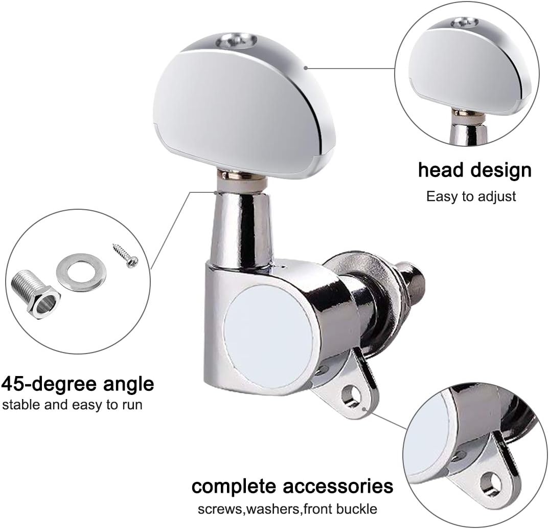 Doryum 6PCS 3L3R Acoustic Guitar Tuning Pegs Machine Head Tuners, Knobs Tuning Keys, Wear-Resistant, Guitar String Tuning Pegs Machine, Enclosed Locking Tuners for Electric or Acoustic Guitar : Musical Instruments