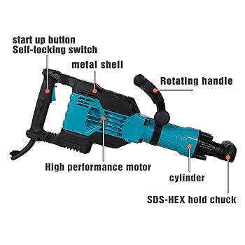 1700W Demolition Jack Hammer 1900 BPM 1-1/8'' Aluminum Alloy