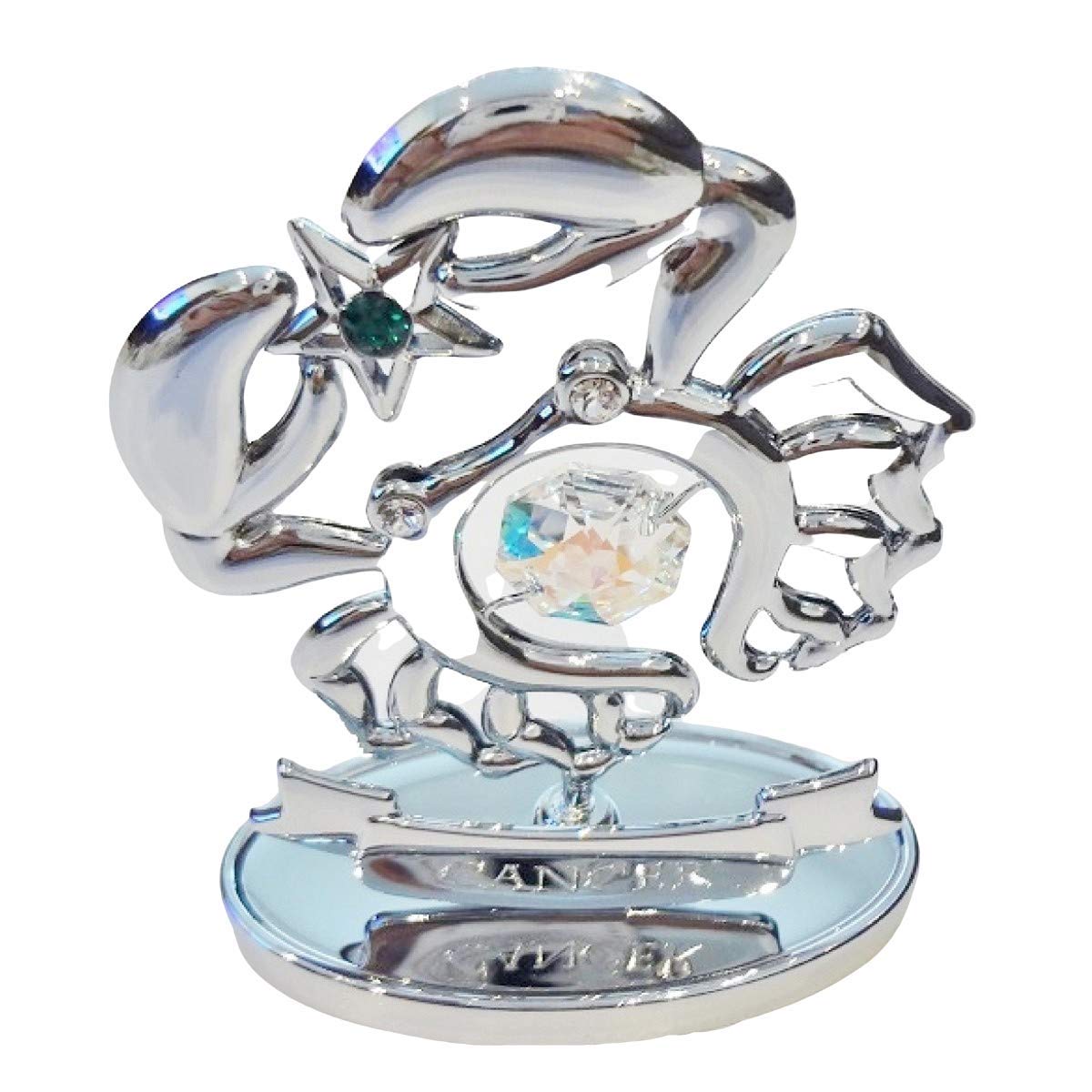Crystocraft Zodiac Sign Crystal Ornament With Swarovski Elements Gift Boxed Aurora Borealis Crystals Silver Chrome Plated Perfect Keepsake Collectors Gift Figurine Home Decor Astrology (Cancer)