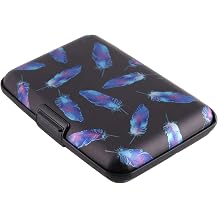 RFID Blocking Credit Card Holder for Men Women - Stylish Travel Wallet - Best protection for Bank Debit, ID, ATM, Cards against Scanning Criminals feathers