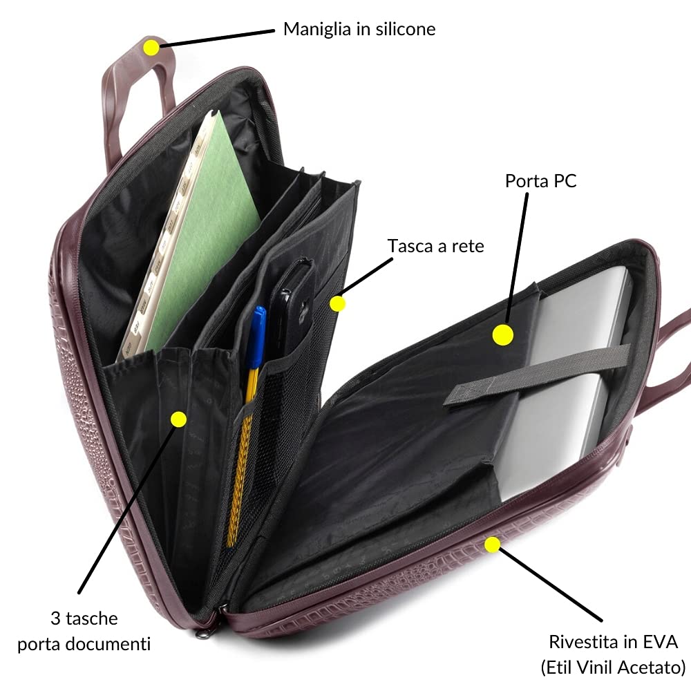 Bombata Shiny Cocco - Borsa Porta Computer con Tracolla, Elegante e Funzionale, Unisex, 100% Vegan, per Professionisti e Studenti, Antracite - 15.6/16 Pollici