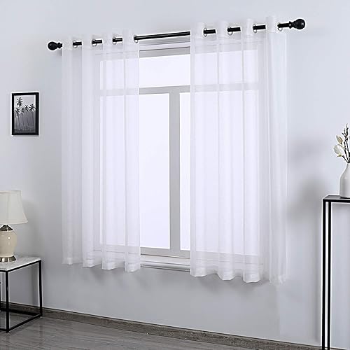 Miniatura 2 de DONREN - Cortinas transparentes blancas de 63 pulgadas para dormitorio, lujosas y suaves, con ojales texturizados de gasa, paneles de cortina para
