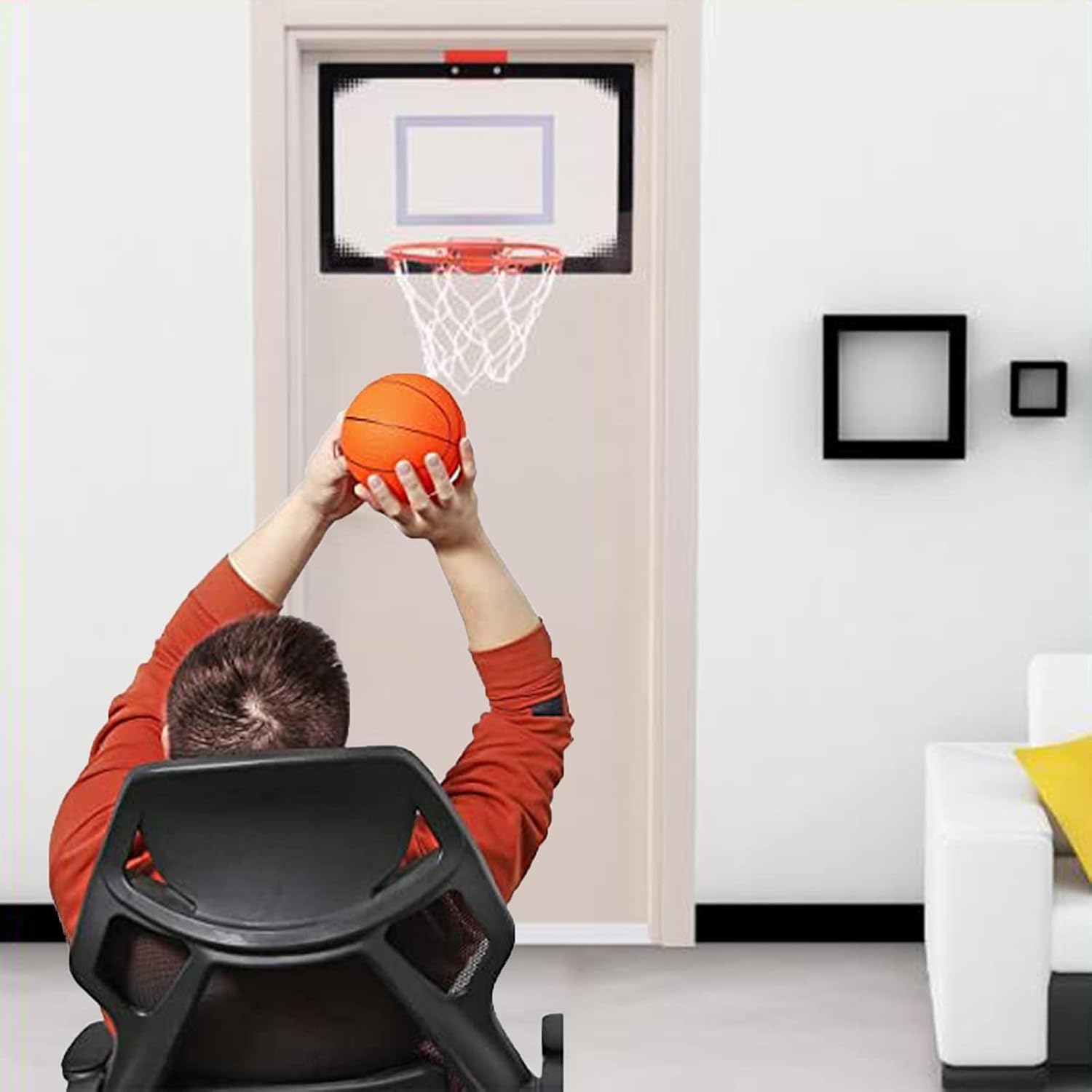 Mini Basketball Hoop, Wall-Mounted Foldable Basketball Hoop, No Perforation Installation, Indoor and Outdoor Shooting Rebounds (Size : 17.9x12in)