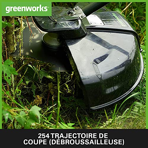 Greenworks 40V Cordless Brushcutter Grass Strimmer, Adjustable Height, 40cm Cutting Width, Bump Feed 2mm Nylon Line or 25cm Blade, 2 x 40V Battery & Charger, 3 Year Guarantee GD40BCK2X