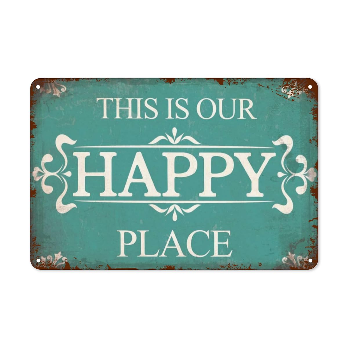 Gqwjksz White 13 This Is Our Happy Place Porch Sign Porch Decor For Home Bar Farmhouse Aluminum Metal Wall Sign 8X12 Inch