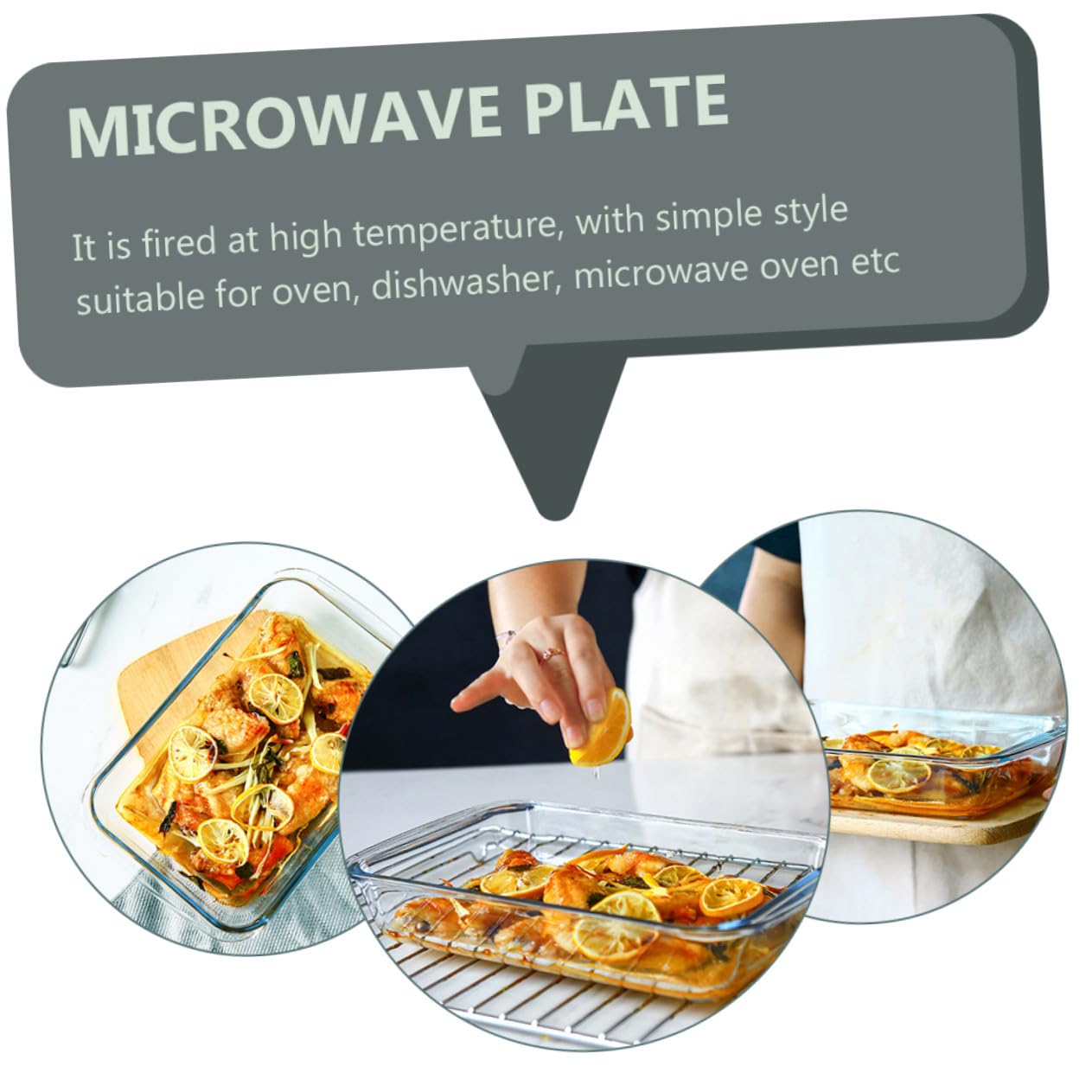 Hitzebeständiges Glas-backblech mit Doppelgriffen Vielseitige Steak Dampfplatte für Ofen Mikrowelle und Spülmaschine Robustes Rostfreies Küchenhelfer-tablett für Western Food und