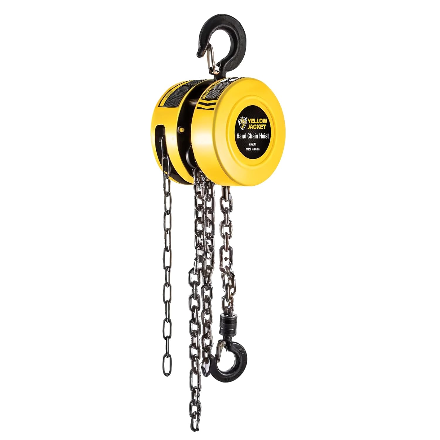 Yellow Jacket 1 Ton Hand Chain Hoist 2200 lbs Capacity 10 ft Lift Manual Chain Block for Warehouses Garages