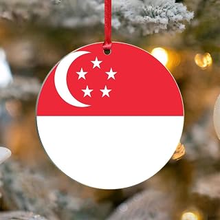 Singapore Flag Acrylic Ornaments for Christmas Tree Patriotic Singapore Ornament Keepsake Xmas Anniversary Holiday Birthday Gift