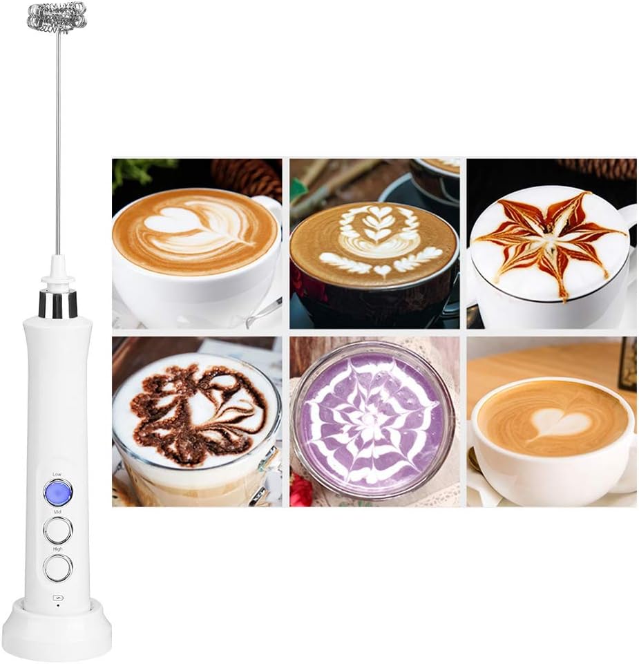 Electric Hand Mixer Portable USB Electric Egg Beater Milk Frother Coffee Stirrer Mixer Kitchen Utensils White For Eggs Beating Dough Kneading