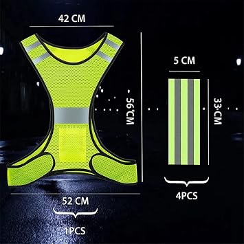 Reflector Vest - High Visibility Bicycle Vest with Adjustable Fastener and 4 Reflector Jogging