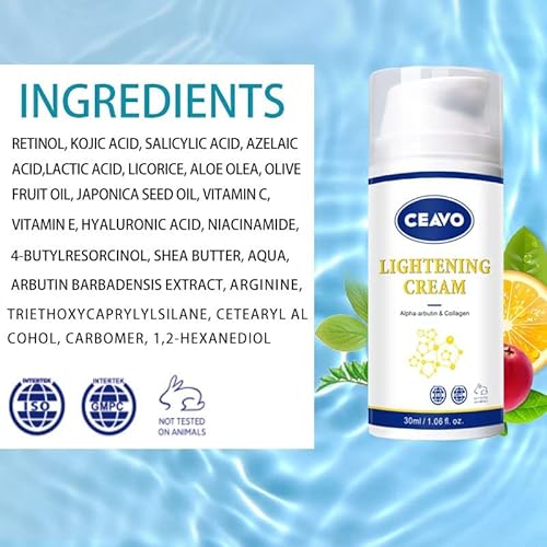 Ceavo Skin Lightening Cream For Dark Areas - Underarm, Knees, Elbows, Bikini Line - Permanent Whitening & Dark Spot Remover, 1 Oz, Usa Designed #TOP6