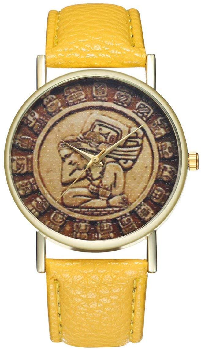 Smart Watch Nylon Sport Band ZLF-00209 Ladies Silver Shell Tropical Leaf Quartz Watch gray Fashionable Popular Nice Sweety Gift,Colour:Red ساعة ذكية (Color : Yellow)