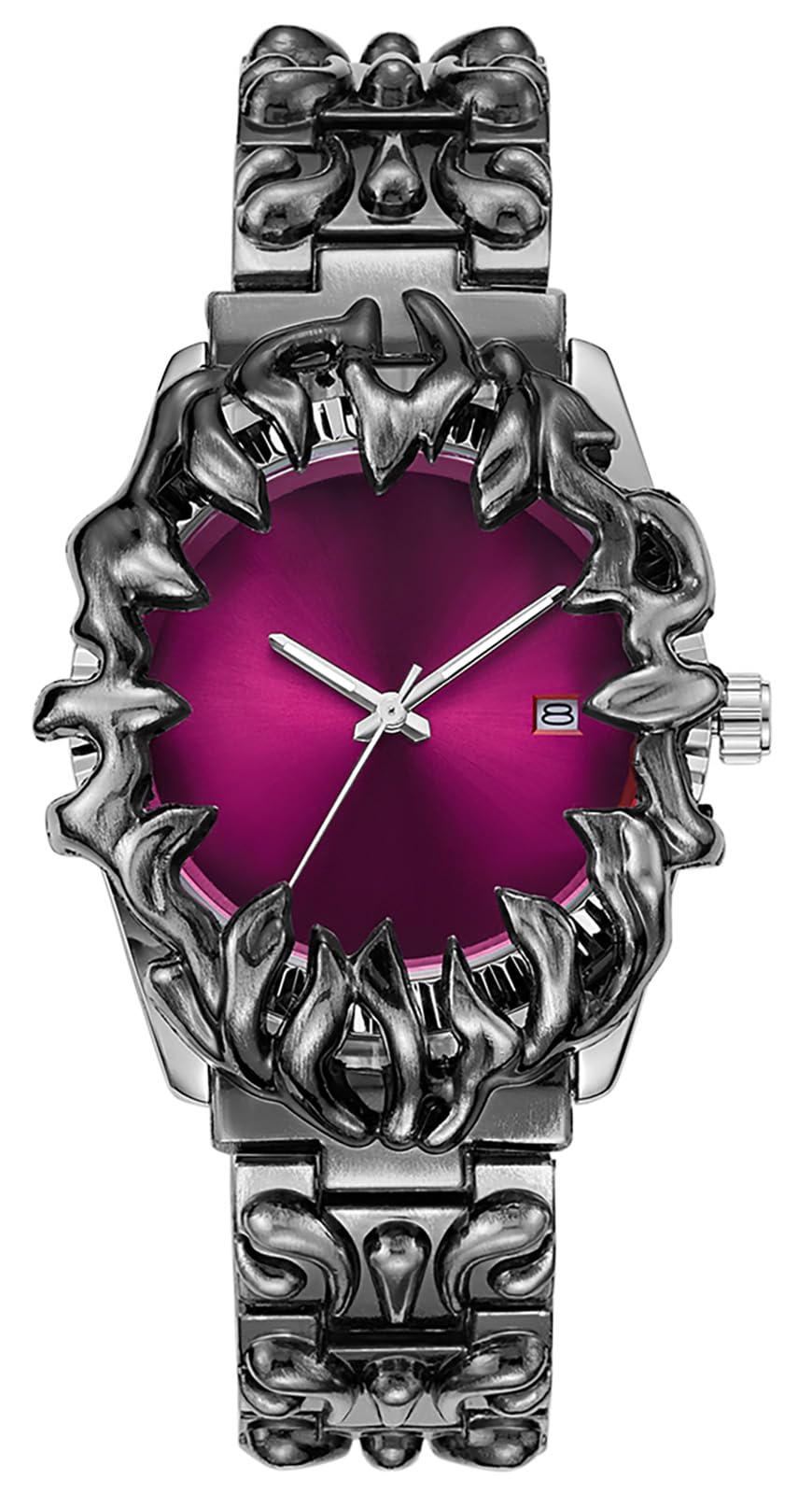 CARLIEN Gothic Claw Watch for Men – Unique Stainless Steel Wristwatch, Luminous Hands, Waterproof Quartz Movement, Futuristic Melting Style, Cool Red & Green Color Options