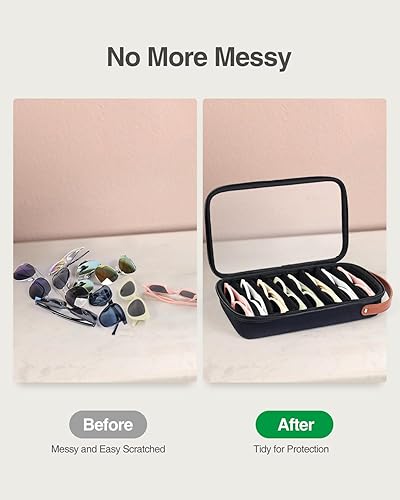 Miniatura 4 de Luxtude Travel Sunglasses Organizer Case for Women Men, Glasses Case Multiple Pairs wAdjustable Slot, Clear Sunglass Storage