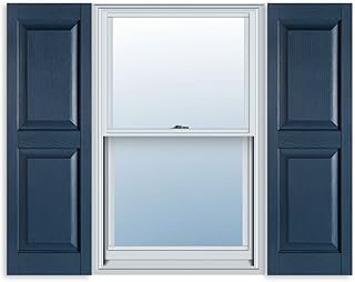 Exterior Solutions Standard Raised Panel Exterior Vinyl Shutter, Bedford Blue (Pair), 15 Inch x 63 Inch