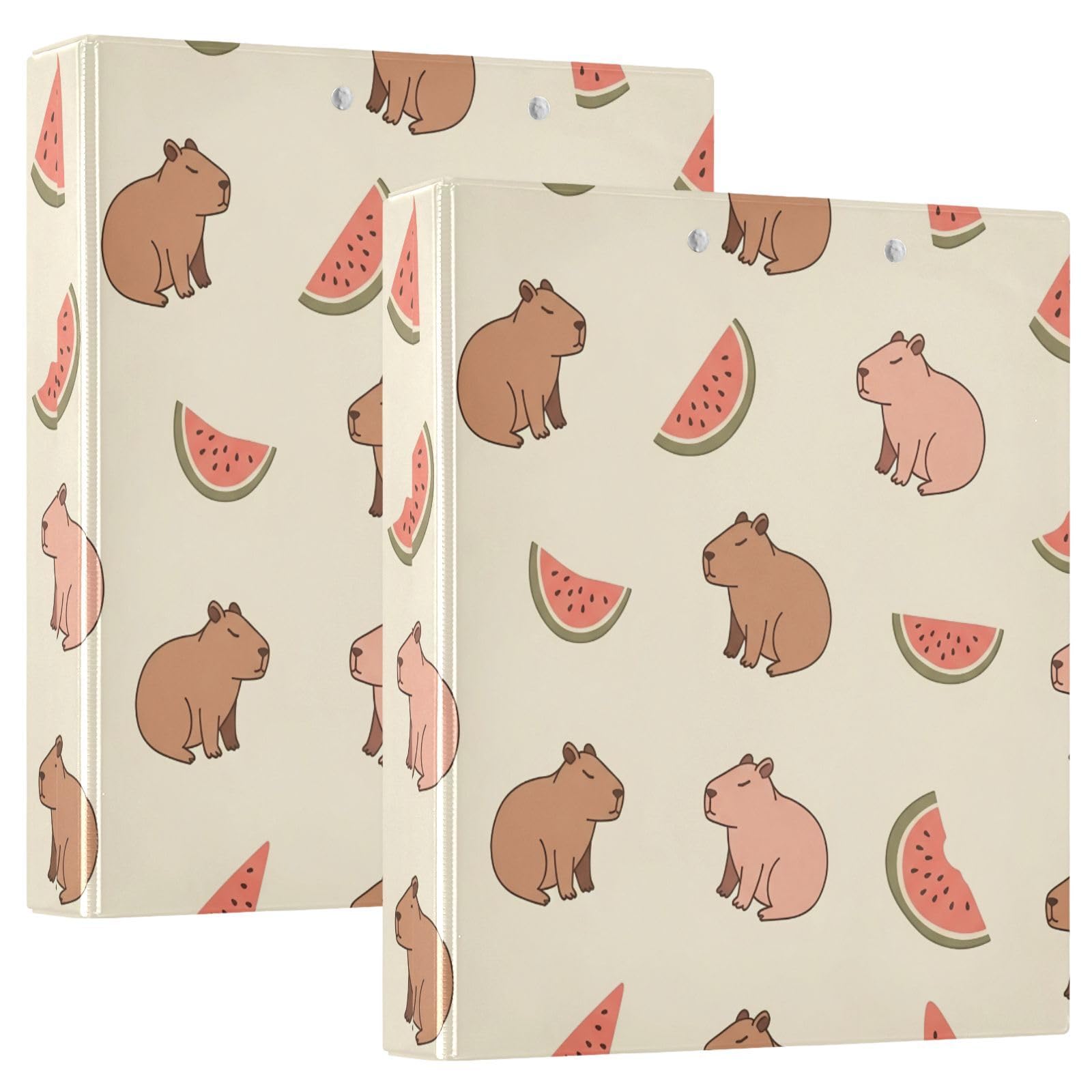 3 raccoglitori ad anelli da 3,8 cm, motivo anguria, decorativo, con clip in metallo, organizer per casa e ufficio, confezione da 2