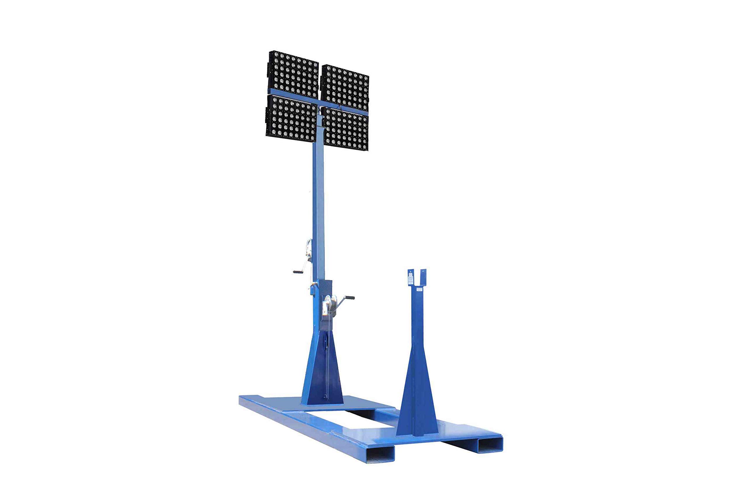 1920 Watt 30ft Skid Mounted Light Mast - Telescoping Fold Over Light Mast - (4) 480W LED Lights - 5-20 Cord Cap