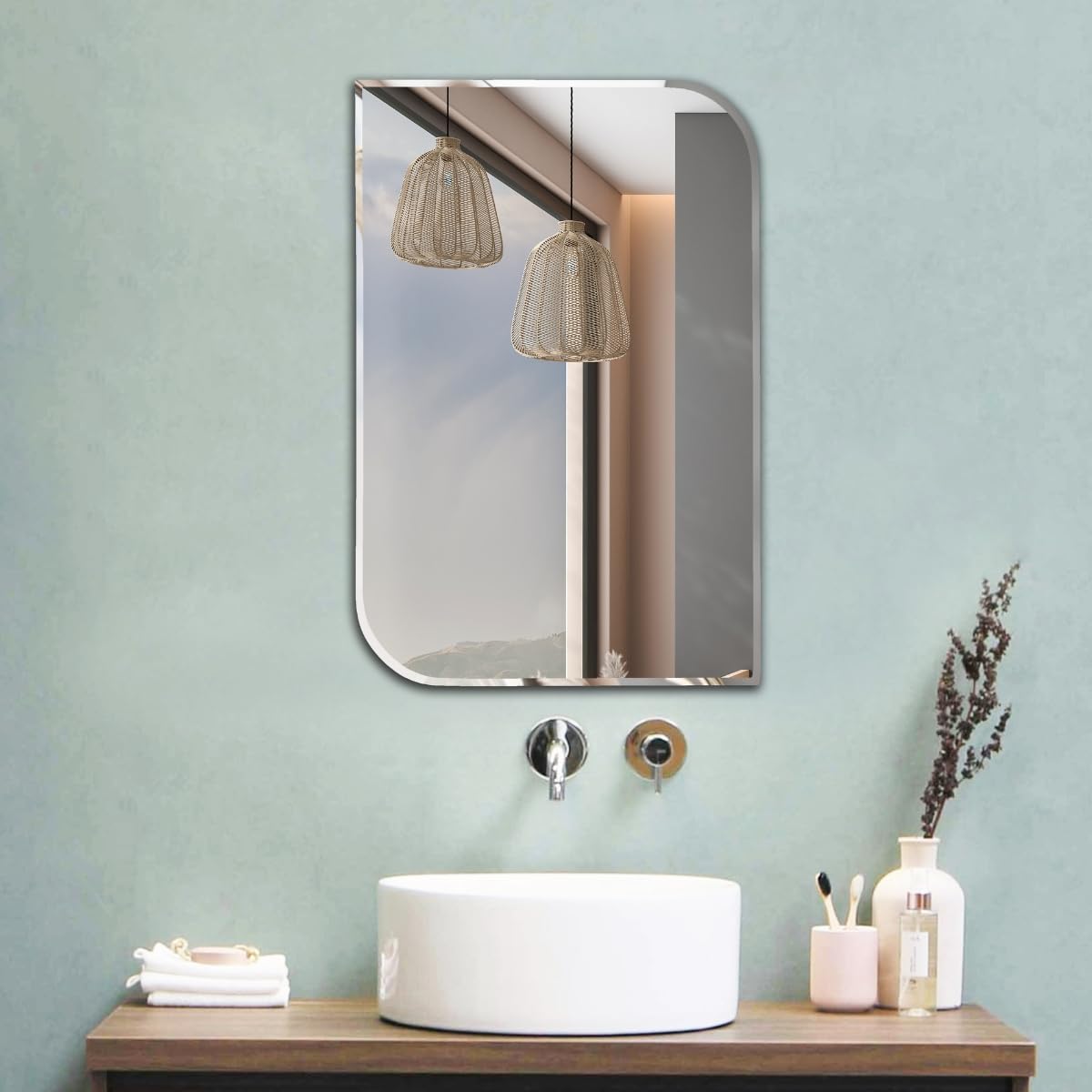 The Deqor Essential Thick Frameless Wall Mount Premium Beveled Bathroom Mirror,Modern,Vanity,Glass,Bedroom,Living Room,Durable & Clear,Standard Trim,Rectangle Shape,Unframed,12x18 Inch|BVM1218A6 (B0DGV2SSMP) Amazon Price History, Amazon Price Tracker