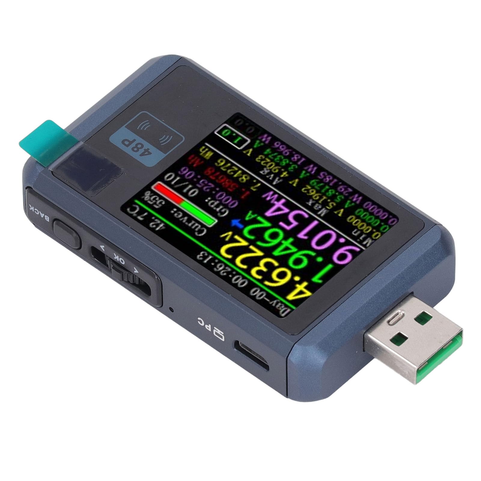 Generic Tester USB z Kolorowym Wyświetlaczem, Wielofunkcyjny Multimetr Napięcia i Prądu do ładowania urządzeń, 3 Porty, Metal, 1 X Tester