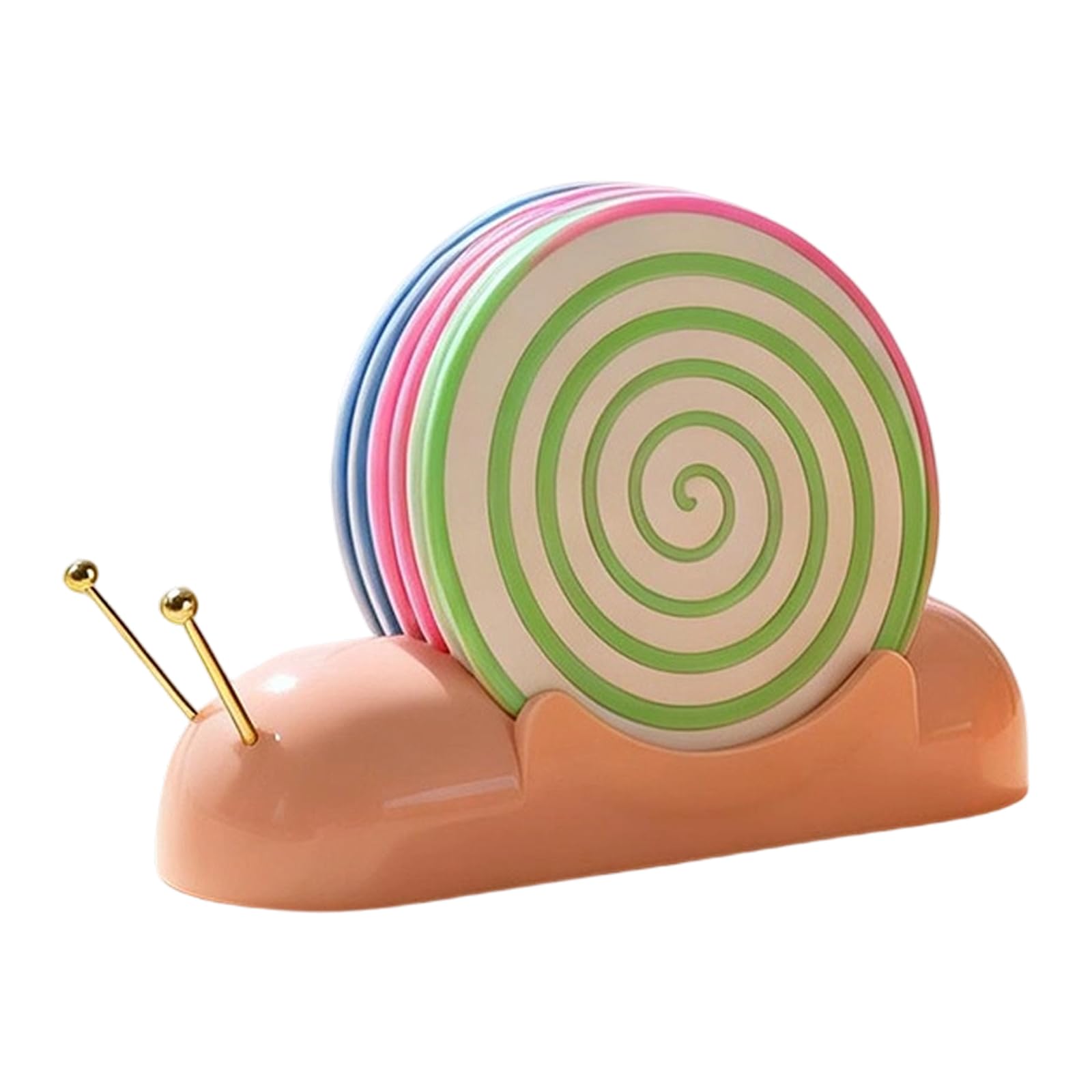 Xinsheinelry Snail Silicone Coasters Set with 6 Nonslip Pads for Drinks Home ABS Snail Themed Cup Coasters Sturdy Protective