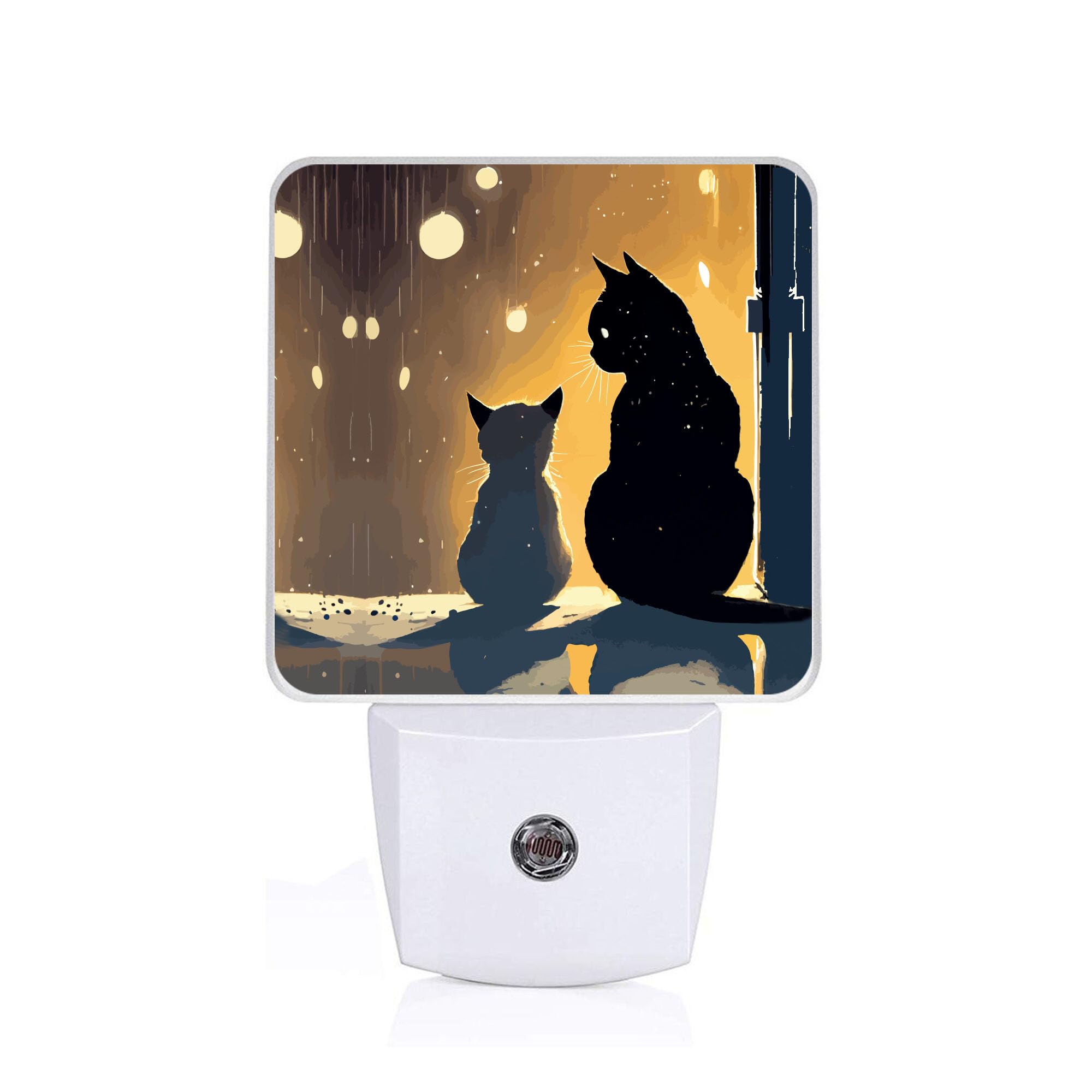 SLHFDKL Cat Silhouette Night Light Plug-into Wall Two Black Cat Nightlight Lamp with Dusk to Dawn Sensor Led