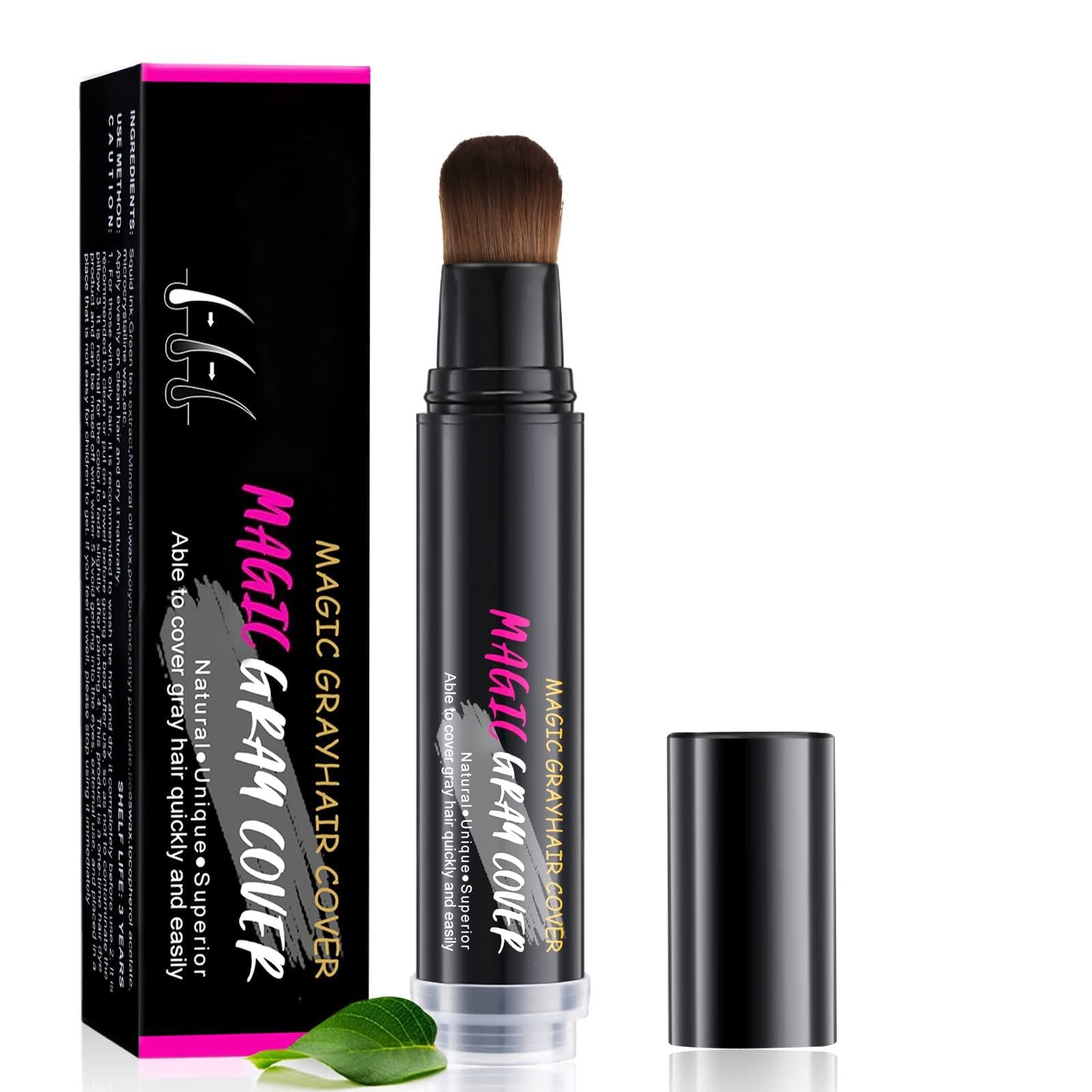 Root Touch Up Hairline Powder Stick - Temporary Gray Coverage, Waterproof Hair Shading Sponge Pen for Hair Filler and Root Dye (Dark Black) BLACK 1 Ounce (Pack of 1)