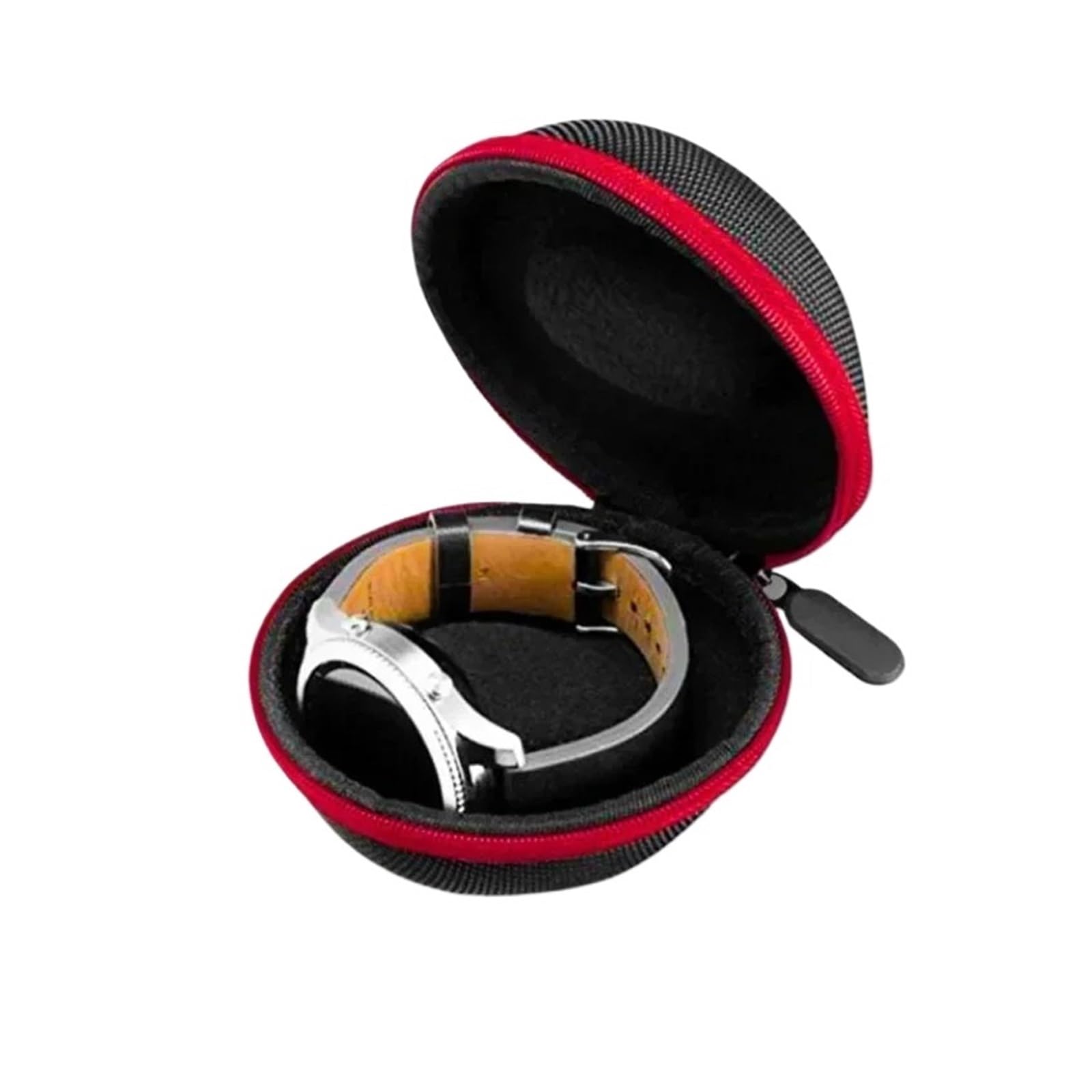 FVDZRFIE Watch Box Portable Watch Travel Case Watch Storage Box Waterproof Watch Holder Zippered Smartwatch Container Single Watch Organizer(Black red)