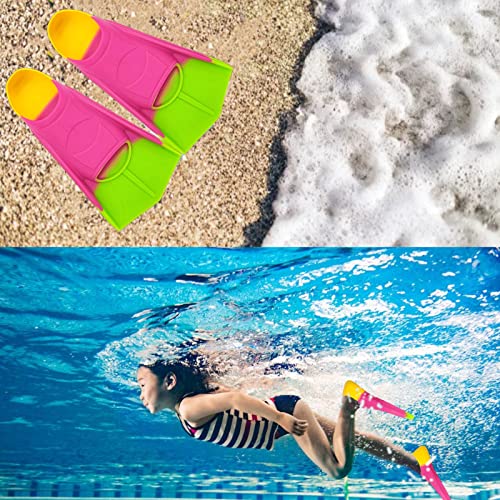 Fadgesy Swimming Training Fins,Comfortable Silicone Flippers For Swimming And Diving,Size Suitable Kids Girls Boys Adults (X-Small, Green/Red/Yellow) #TOP6