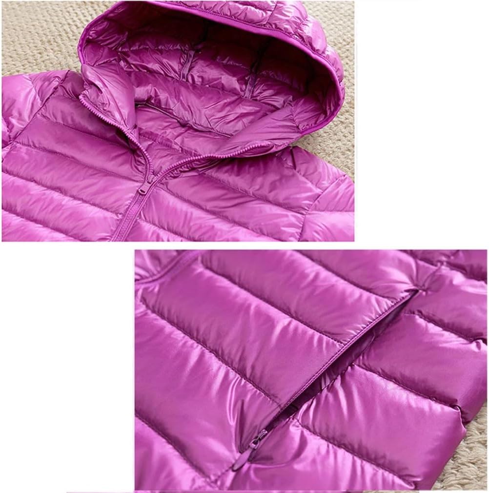 keusyoi Women Down Parka Ultra-Light Thin Down Puffer Jacket Winter Slim Short Hooded Warm Down Coat Women's Outerwear