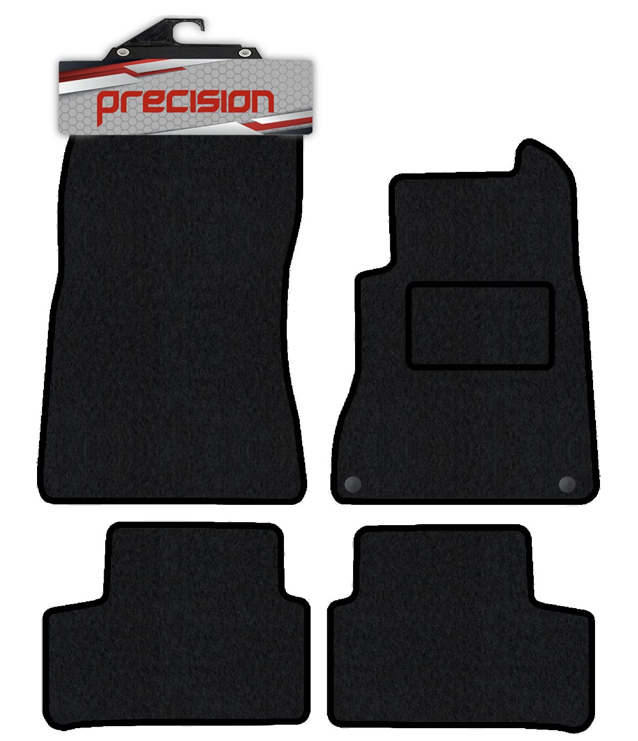 Precision - Tailored Car Mats - Intended for Mercedes A Class 2019-2022 - 4 Piece Set - Non-Slip Floor Mats - Black Carpet - Grey Binding - Fittings Clips - SFP