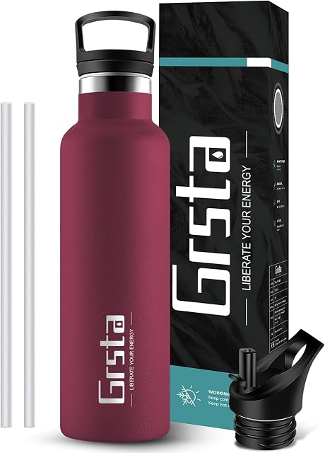 Grsta Water Bottle, Stainless Steel Vacuum Insulated Bottles 350/500/750/1000ml, BPA Free Reusable Drinks Bottle - 12 Hours Hot & 24 Hours Cold, Leakproof Flask for Adult, Kids, Sports, Home, School