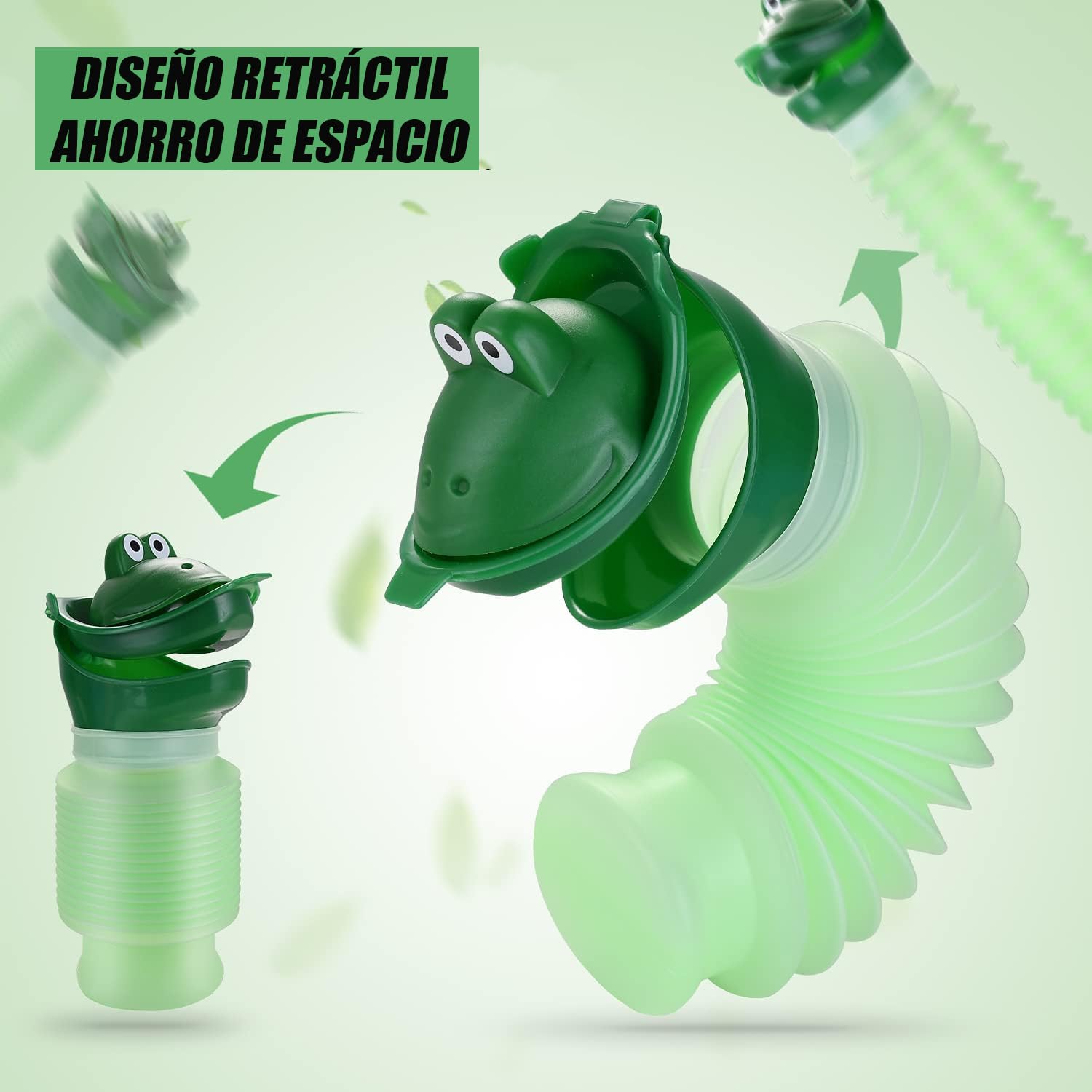 Voarge Orinal portátil para niños, portátil Dibujos Animados Niños Unisex Orinal Viaje Urinario Auto WC Pee, Verde-600ML