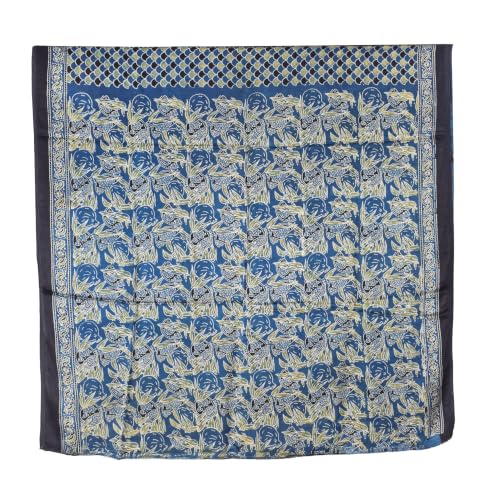 Image of Ethnics of Kutch Womenss Ajrakh Modal Silk Natural Dye Hand Block Print Saree with Blouse Piece - 5.5 Mtr Length