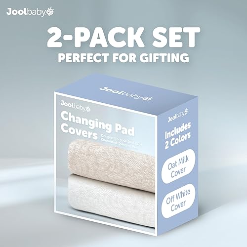 Miniatura 3 de Jool - Fundas para cambiador de bebé (paquete de 2) suaves y cómodas, se adaptan a la mayoría de los cambiadores de pañales estándar (blanco y avena)