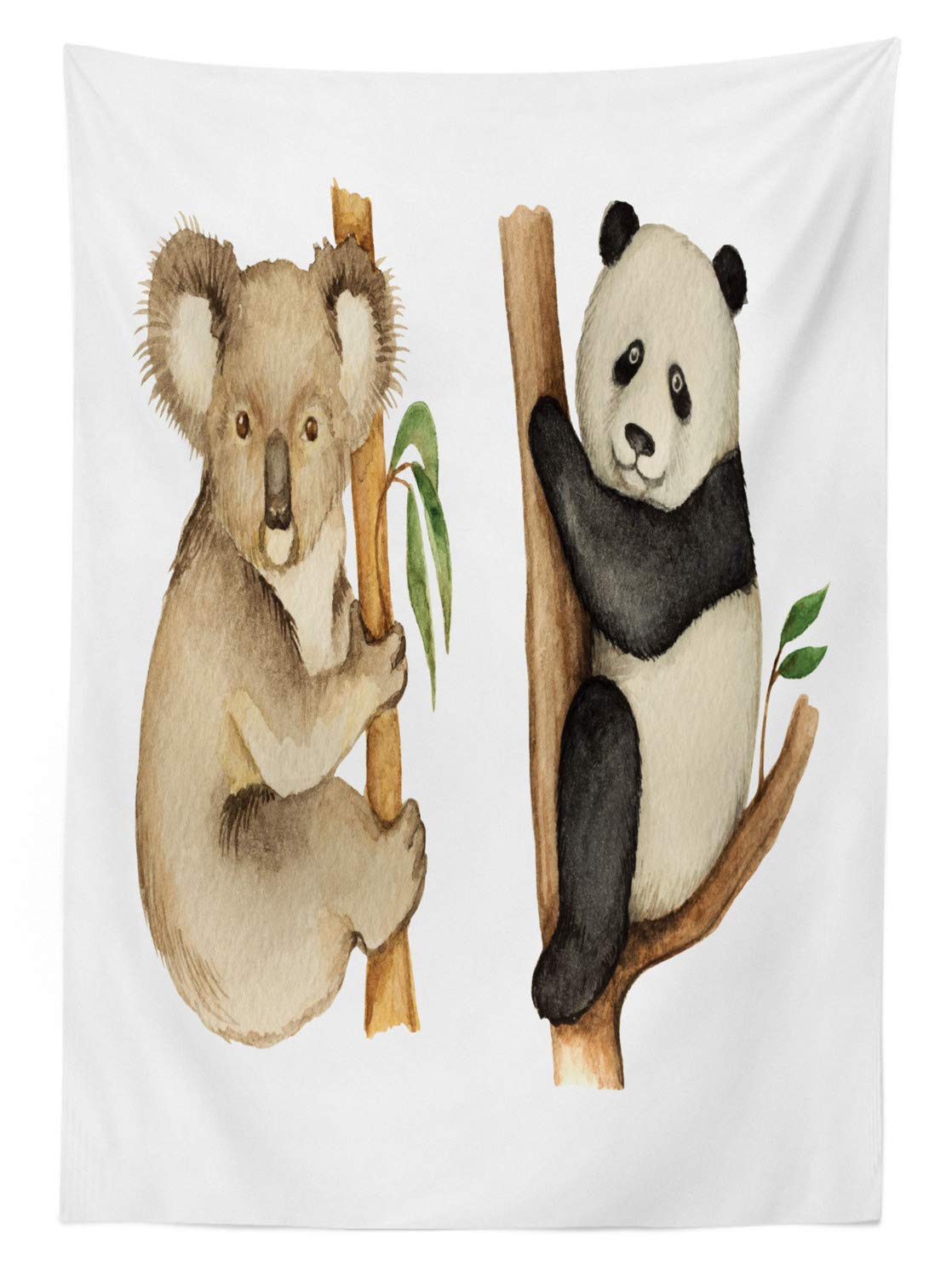 Tovaglia ABAKUHAUS Con Panda E Koala – 140x200 Cm, Rettangolare, In Poliestere, Impermeabile, Antimacchia, Lavabile In Lavatrice