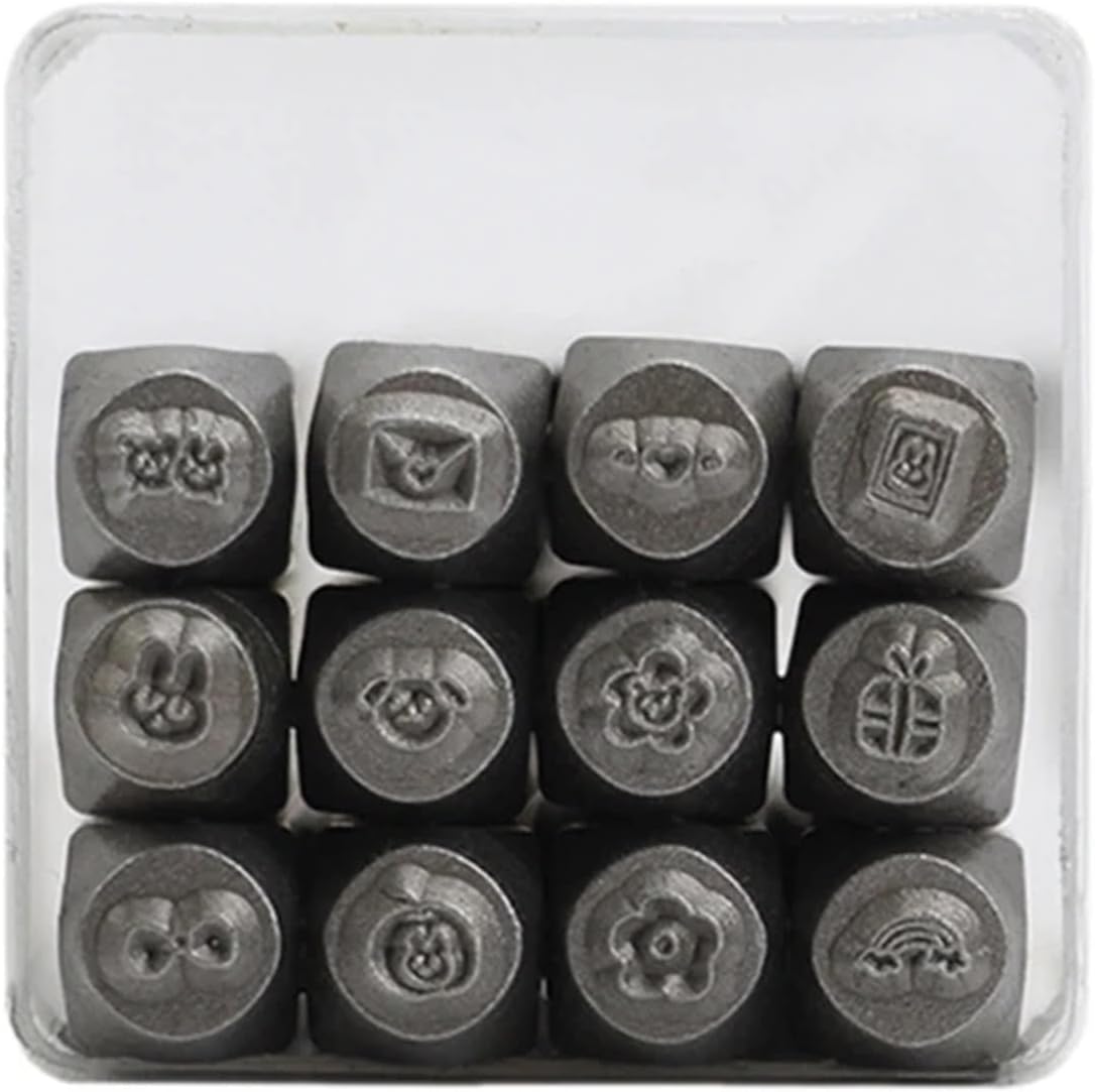 Metal Stamping Tool Set Pack of 12 Jewelry Detailing Chisels Set Metal Stamping Tool Pattern Carving for Rings Dropship(Pattern 2)
