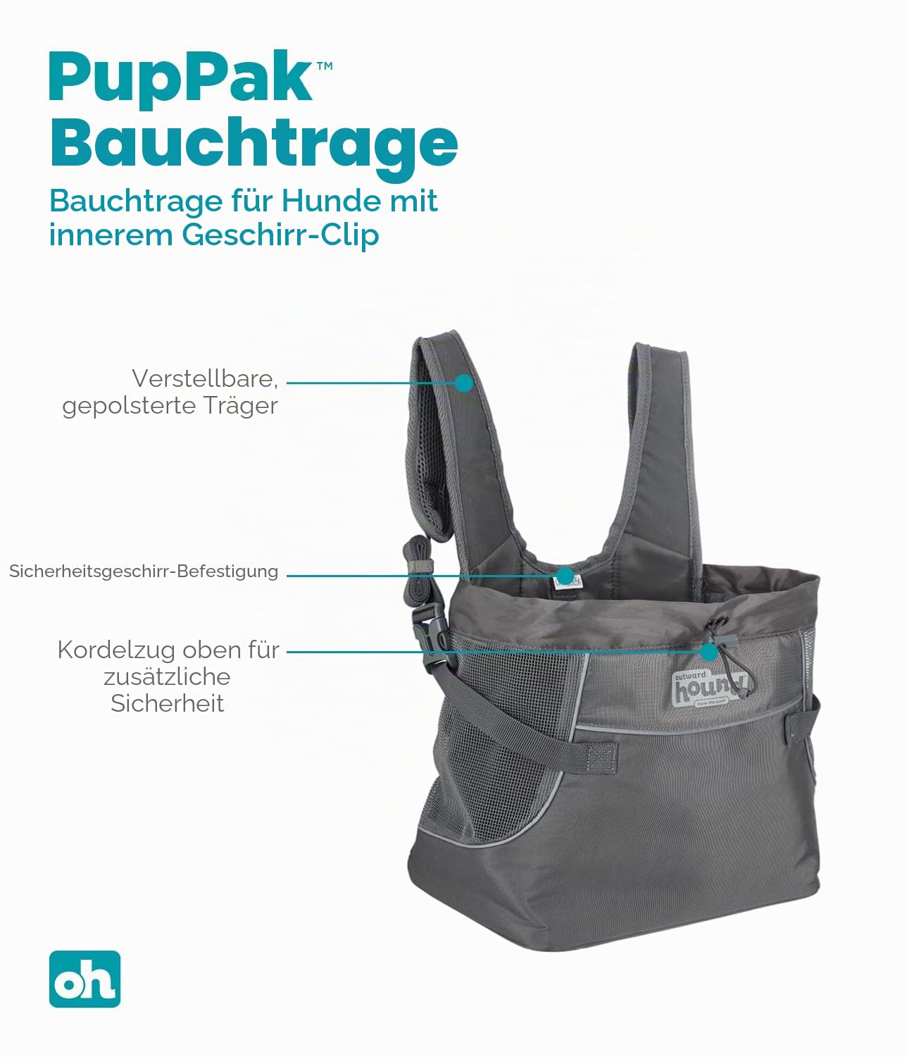 Outward Hound PupPak Tragetasche für Hunde, Größe S, Grau