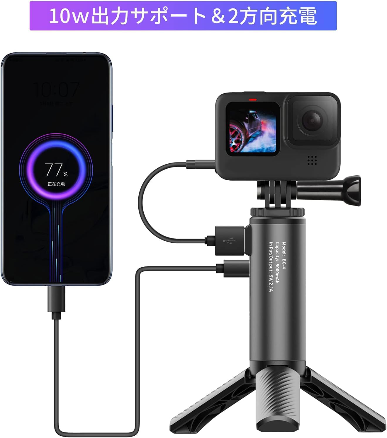 Amazon | Ulanzi BG-4 カメラハンドグリップ +三脚付き バッテリー 