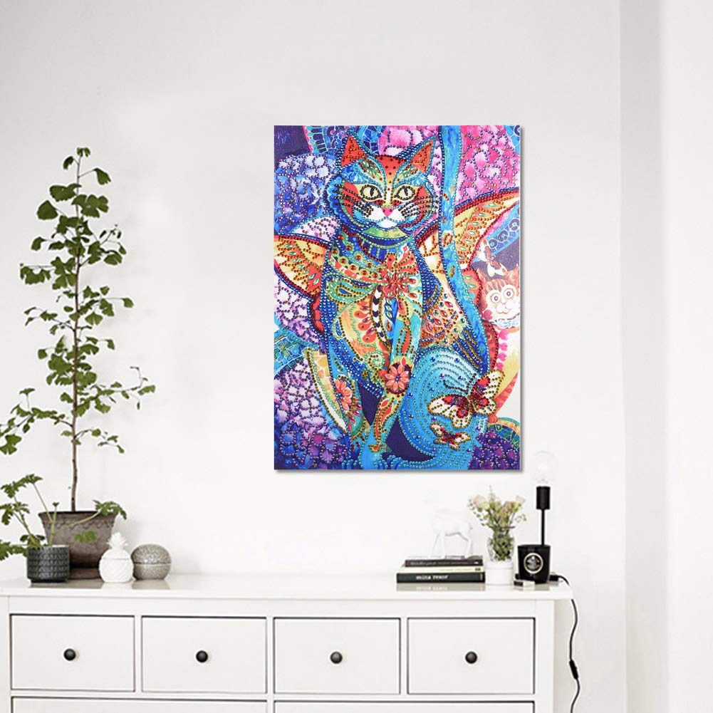 ADIUM DIY Painting Full Drill Cat 30 * 40cm/11.8 * 15.7inch Stitch, Diamond Painting, with 14 Gold-Cut Faces Resin for Friends Kids Parents Coworkers(Flower cat)'$