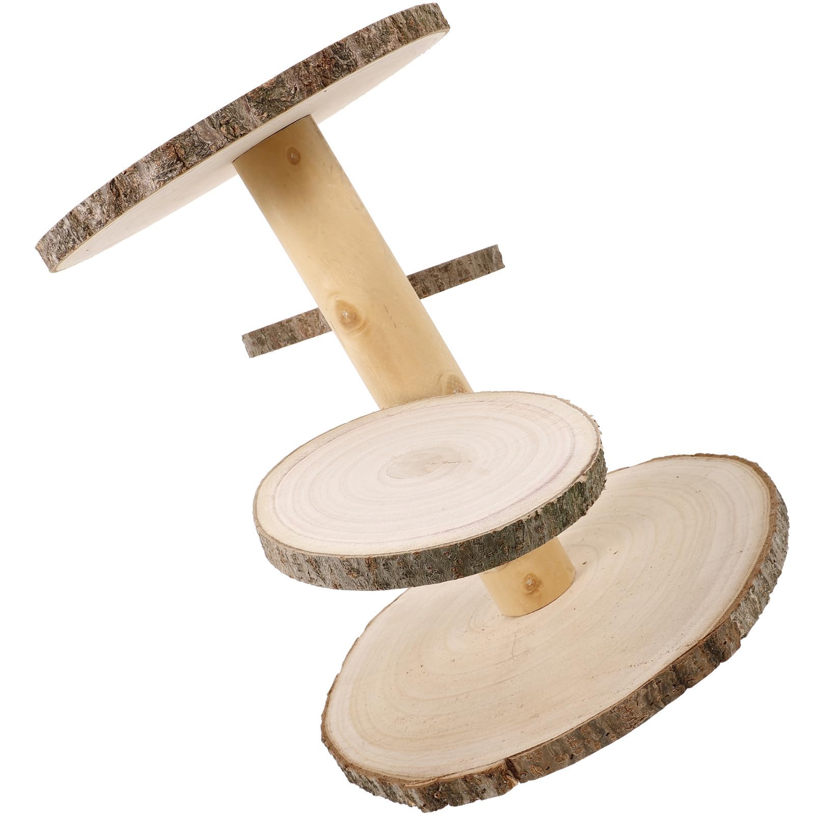 ibasenice Supporto Rustico per Cupcake in Legno a 4 Livelli, Espositore Rotondo per Dolci in Tema Country, per Matrimoni e Feste Design Pratico e Accogliente