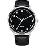 Mens Black Large Dial Arabic Numerals Black Belt Modern Classic Men&apos;s Watch&comma;